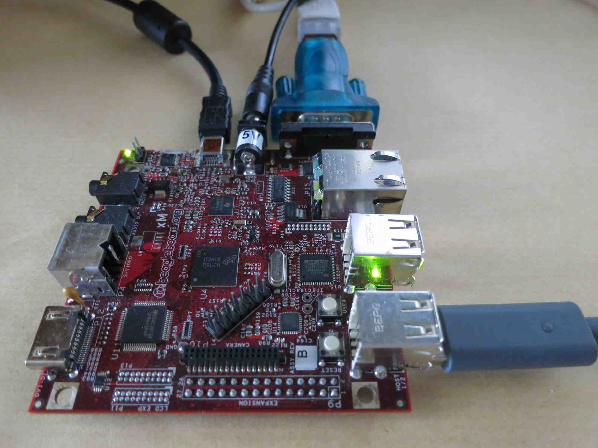 My beagleboard xM working as a USB sniffer.